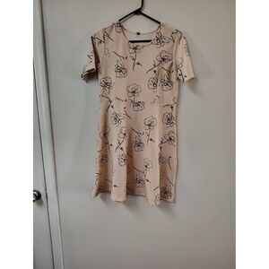 Rio Women Pink Black Floral Fit and Flare Mini Dress Short Sleeve XL NWT